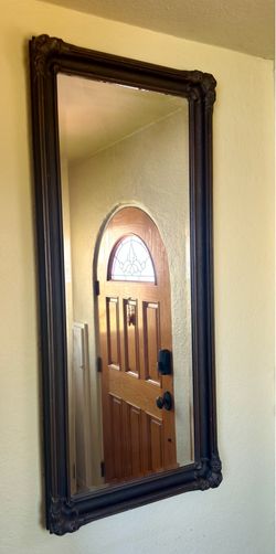 Vintage Carved Wood Wall Mirror – 54” x 24”