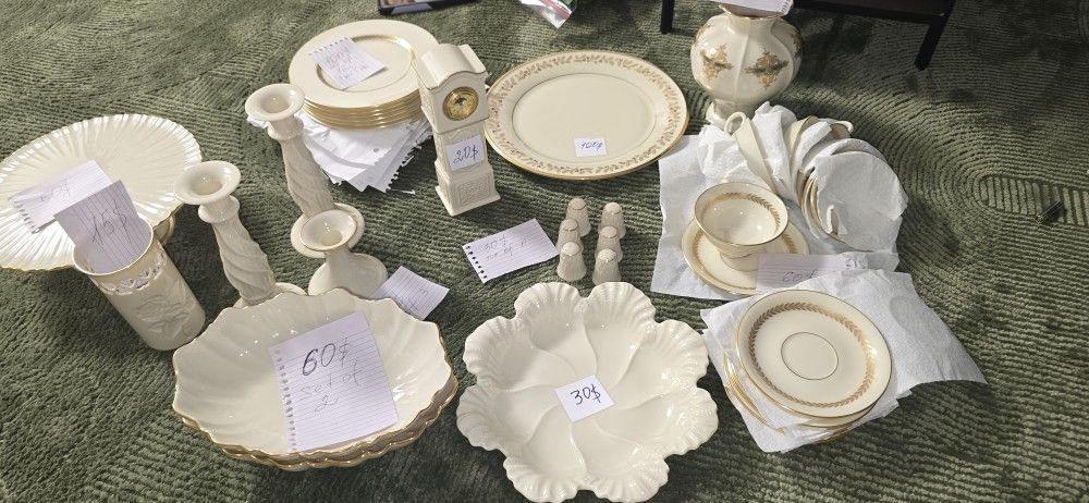 VINTAGE LENOX Fine China Dinnerware Set Gold Trim Made in USA – Plates, Tea, Bowls, Vases