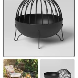 Wood Burning Cutout Round Outdoor Fire Pit Black - Threshold