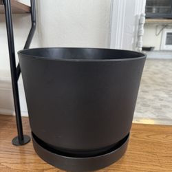 Plastic Planter with Drip Tray, Black