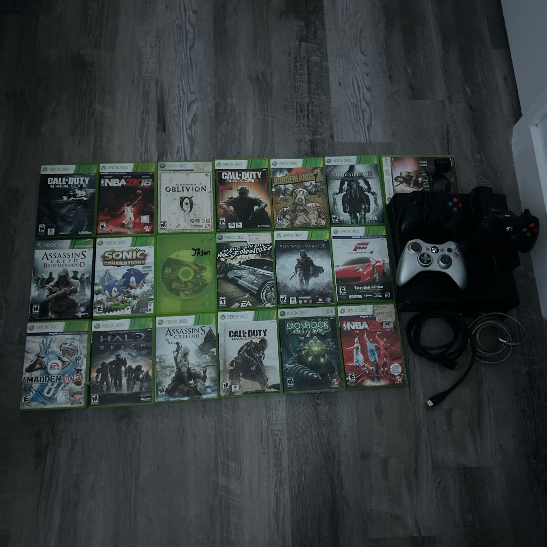 xbox 360 with 20 games.