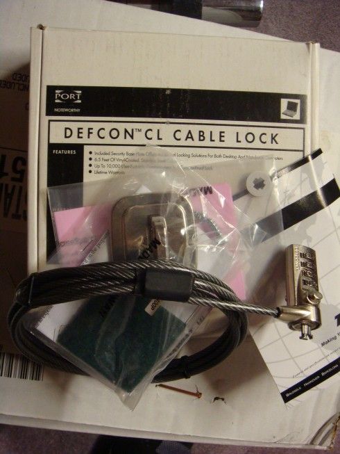 Laptop/PC Lock, Targus Defcon CL security lock complete w/Desk Mount Anchor