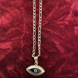 Silver Necklace With  🧿LUCKY🧿BLUE 🧿 EYES🧿Pendant 