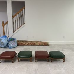 4 Leather Stools 