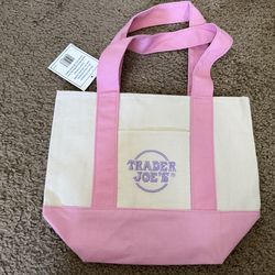Traders Joe Reusable Mini Tote Pink Bag