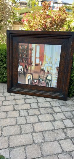 Framed Oil Painting Restaurant Interior Scene