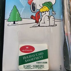 Vintage Peanuts Snoopy Hallmark Christmas Cards New Sealed 18 Cards 