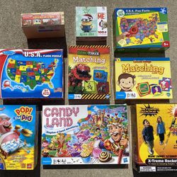 Assortment of Kids Board Games and Puzzles
