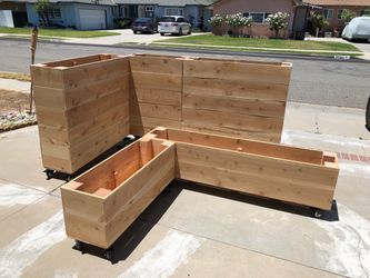Large Small Medium privacy wall Custom Made Garden bed raised elevated planter box with legs 3 4 5ft long cedar redwood For Herbs Vegetables
