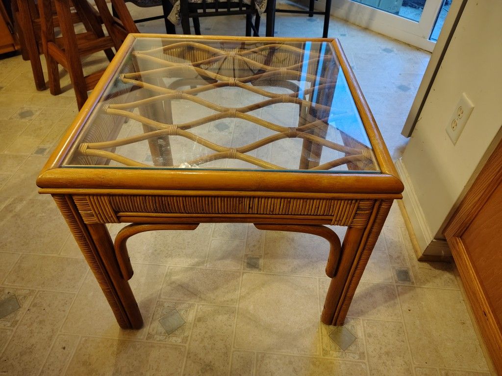 Small Bamboo Glass Table