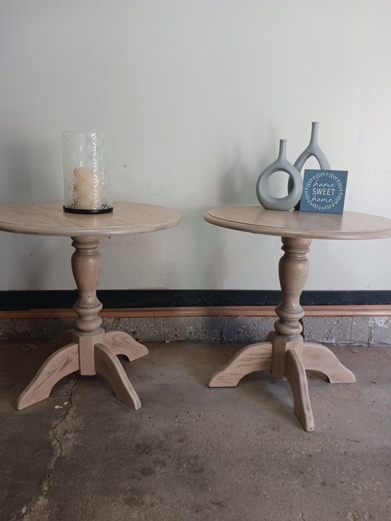 Refinished Solid Oak Side/End Tables