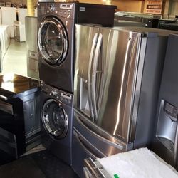 Affordable Warehouse Full Of Nice Lightly Used Refurbished Samsung LG Whirlpool GE Maytag Bosh Electrolux Frigidaire Washer Dryer Stove Oven Stackable