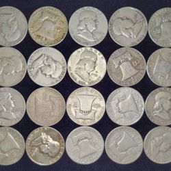 90% Silver Franklin Half Dollars Roll of 20