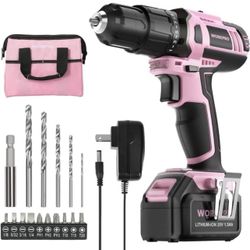 WORKPRO Pink Cordless Drill Driver Set