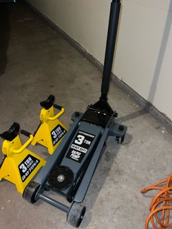 3 Ton Pittsburgh Heavy Duty Jack + Pair of 3 Ton Jack Stands