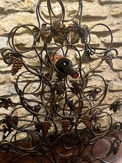 NEW Imported from Poland Handmade Large Vintage heavy wine iron rack Holder With grape Wine Design
