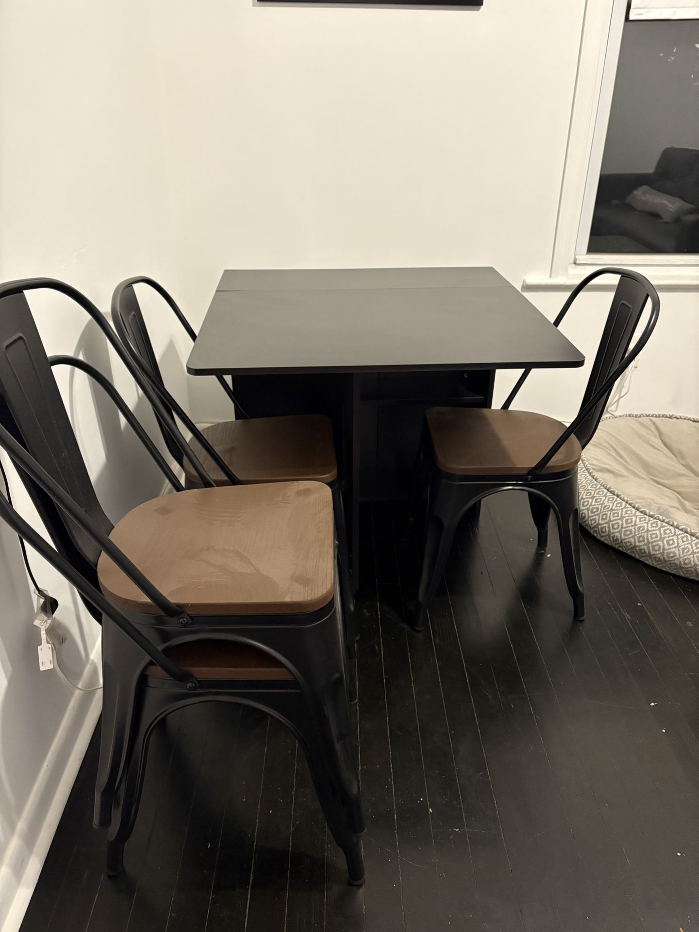 Foldable Dining Table + 4 Metal Chairs (Unused)