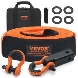 VEVOR Polyester Heavy Duty Tow Strap Recovery Kit 3" x 30 ft (MBS-36,000 lbs) Winch Strap, Triple Reinforced Loop, Snatch Strap + 2" Shackle Hitch Rec