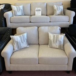 💥Huge Blowout Furniture Sale!💥 Brand New Linen Sofa Loveseat Set W/ Designer Accent Pillows! $50 Down Takes It Home Today! 