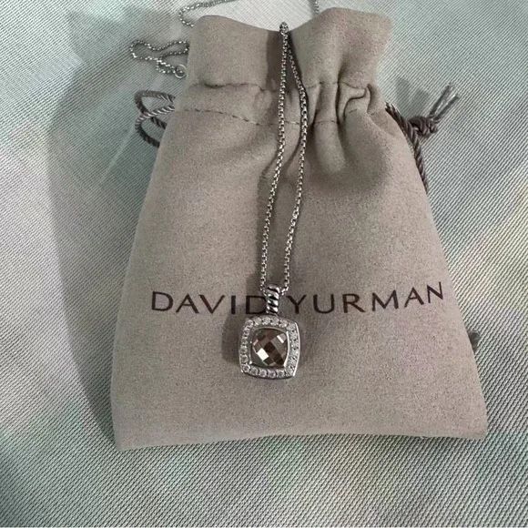 David Yurman Albion Yellow Topaz And Diamond Pave Necklace In Sterling Silver