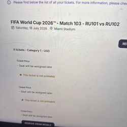 World cup tickets 3rd place