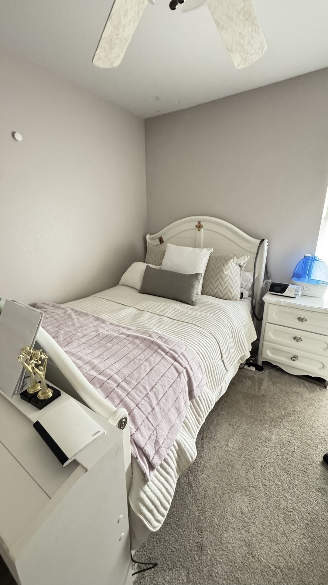 3 Piece Bedroom Set - Includes Bedside Table with Two Drawer And Desk With Three Side Drawers