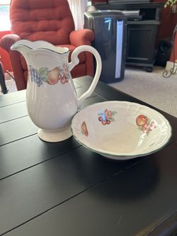 Epoch Pitcher And Bowl, Fruit Design