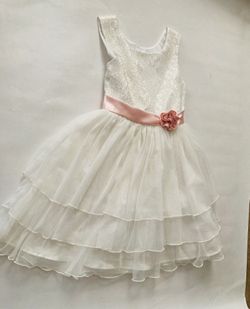 Jona Michelle Girl's Special Occasion Fancy Off White Dress (Off White) Size 8