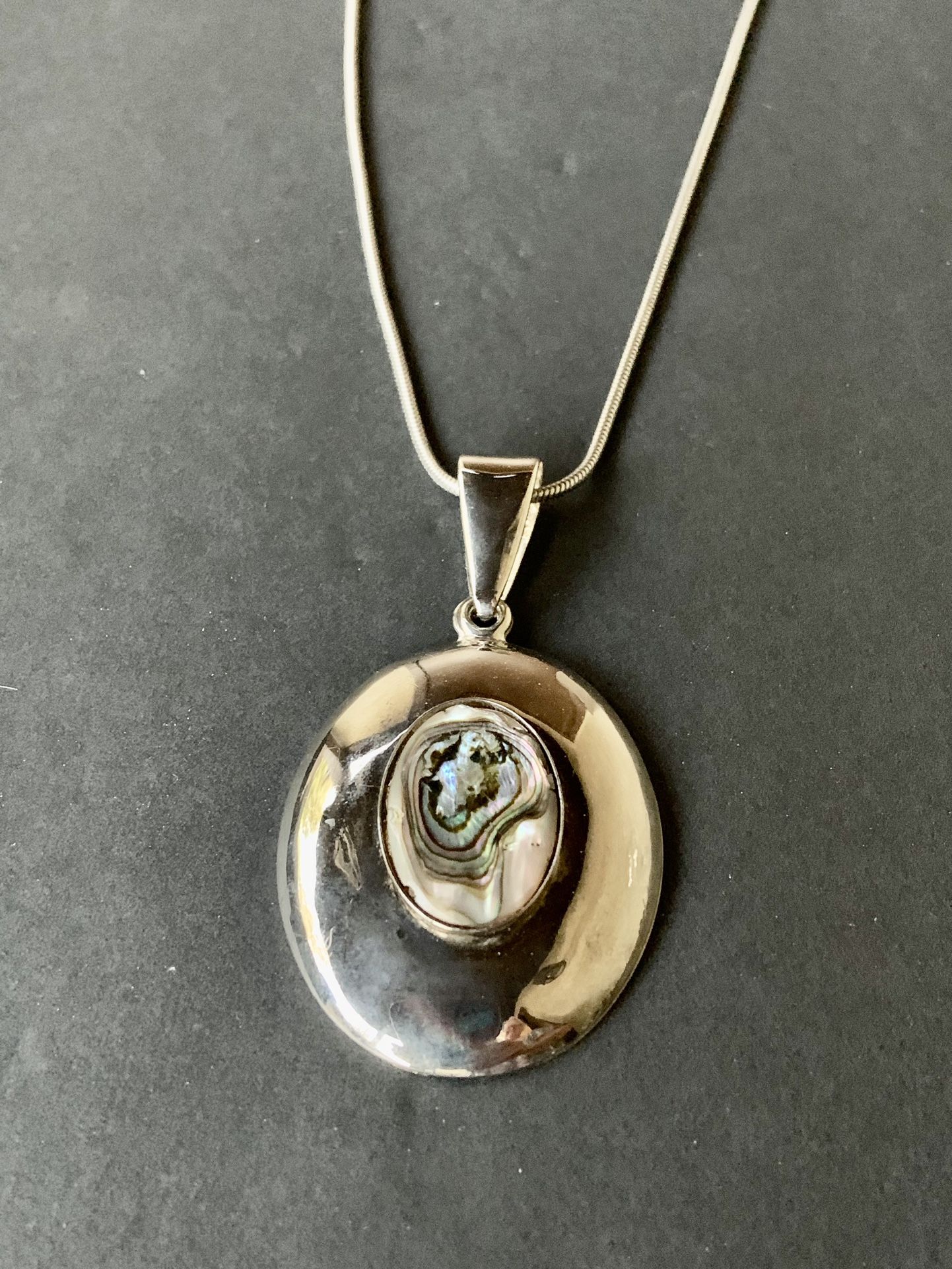 Silver Abalone Pendant Necklace