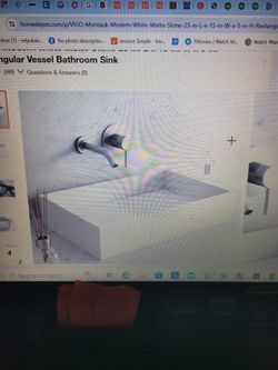 New Vigo Modern White Matte Stone 23" X 15" X 5" Rectangular Vessel Bathroom Sink