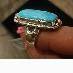 925 Sterling Silver Turquoise Ring 7