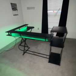 Black RGB LED Gaming & Office Desk – Medium Size