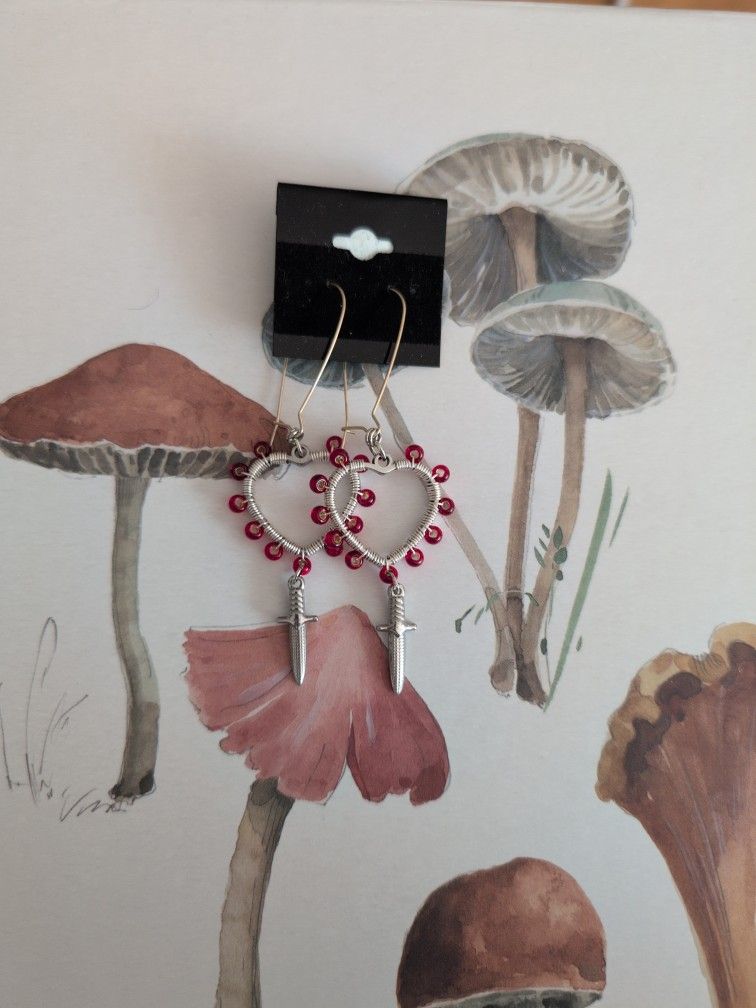 Wire Wrapped Heart Earrings