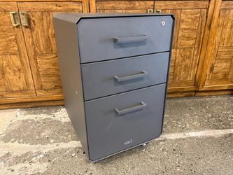 VARI Slate Metal Rolling 3-Drawer Filing Cabinet