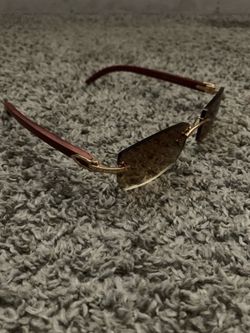 Cartier Glasses (Wood & Gold Rectangle Lens)
