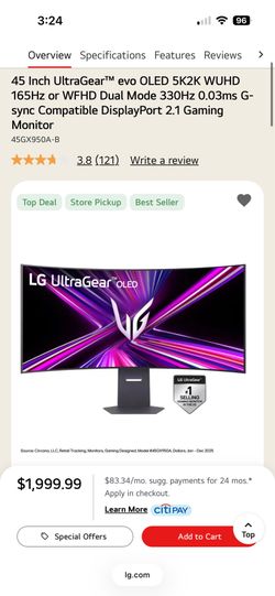 LG ULTRAGEAR 45 inch evo OLED 5k2k WUHD Gaming monitor
