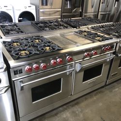 Wolf 60” Stainless Steel Double Oven Gas Range Stove 