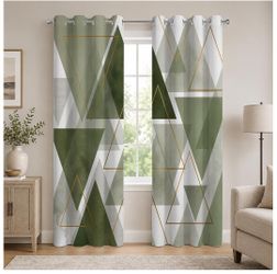 Geometric Triangle Print Grommet Curtain Panels