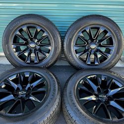 20" Chevy Tahoe Silverado Suburban Avalanche GMC Sierra Yukon Denali Black Wheels Rims Tires