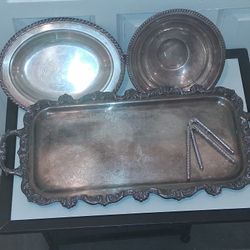 Gleaming Vintage Silverplate Entertaining Bundle | Poole "Old English" Tray, Bowl & Nutcrackers