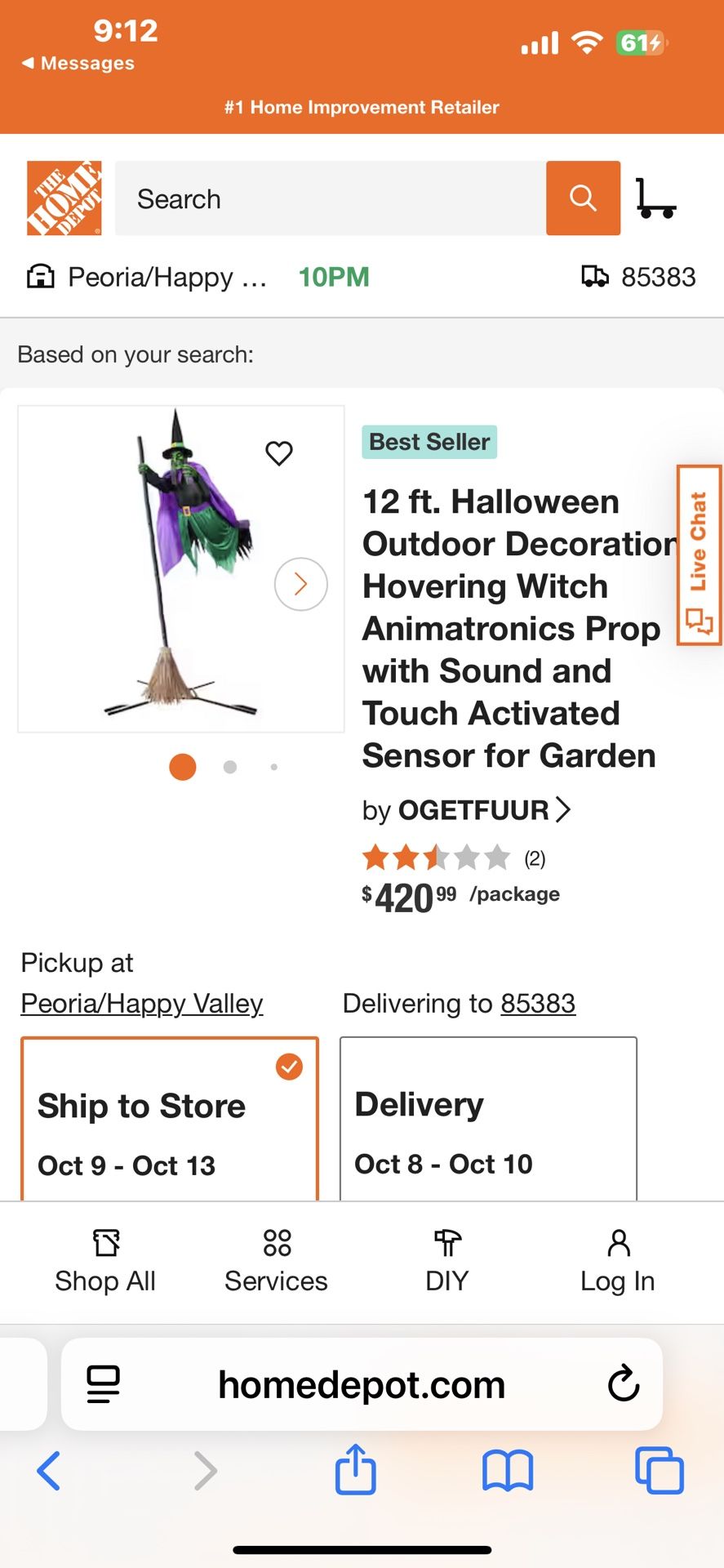 Decoralion 10PM 85383 12г 70in -3.5FEET Best Seller 12 ft. Halloween Outdoor Decoration Hovering Witch Live Chat Animatronics Prop with Sound and Touc