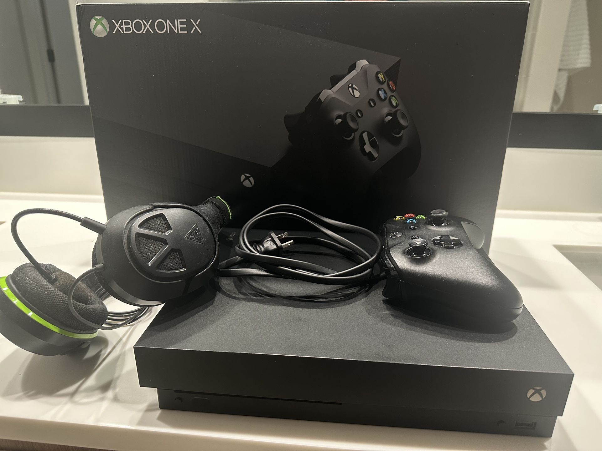 Xbox One X 1TB With Controller And Headphones