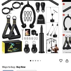Home Gym Cable Pulley System w Attachments