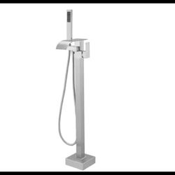 BWE Freestanding Waterfall Floor Mount Tub Filler in Brushed Nickel A-97014-N