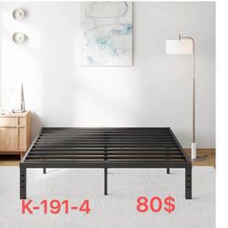 Bed Frames Black Metal Frame KIng Platform Bed with Steel Slat，No Box Spring Needed（K-191-4）