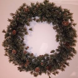 Lifelike, Artificial Wreath With Pinecones 