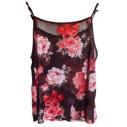 Womens sheer mesh  black floral camisole top