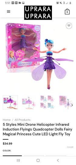 Mini Drone Helicopter Infrared Induction Flyings Quadcopter Dolls Fairy Magical Princess Cute LED Light Fly Toy