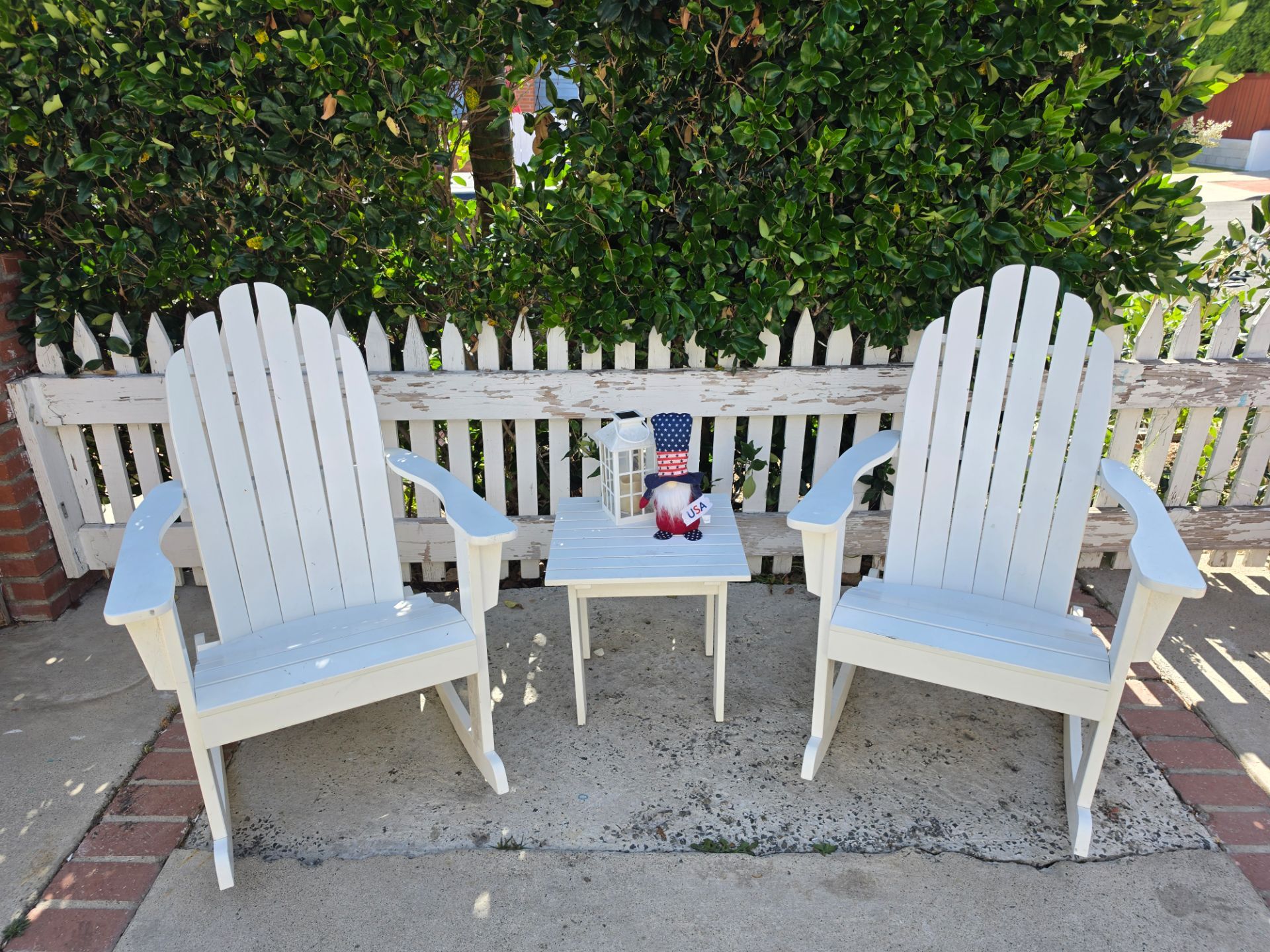 White Rocking Adirondack Set