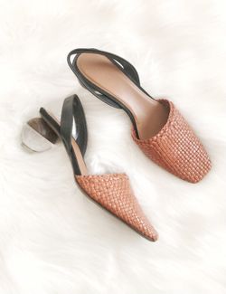 Neous Woven Leather Slingback Pumps